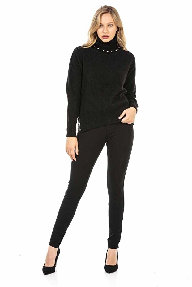 Wp217 women's sweater with beaded detail at the neckline