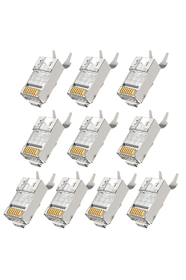 100 قطعة موصل RJ45 من نوع Cat6a وCat7، قابس RJ45 محمي FTP 8P8C، موصلات شبكة قابلة للضغط
