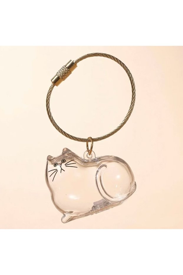 1 pc Cat1 Transparent Cute Dog Pendant Keychain Creative Pet Hair Storage Capsule Hanging Ornament f