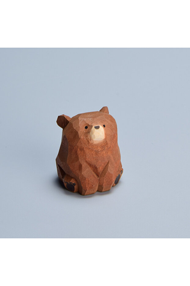 C1PC Wooden Bear Miniature Polar Bear Crafts Ornaments Cute Mini Solid Wood Carved Bear Figurines Ta
