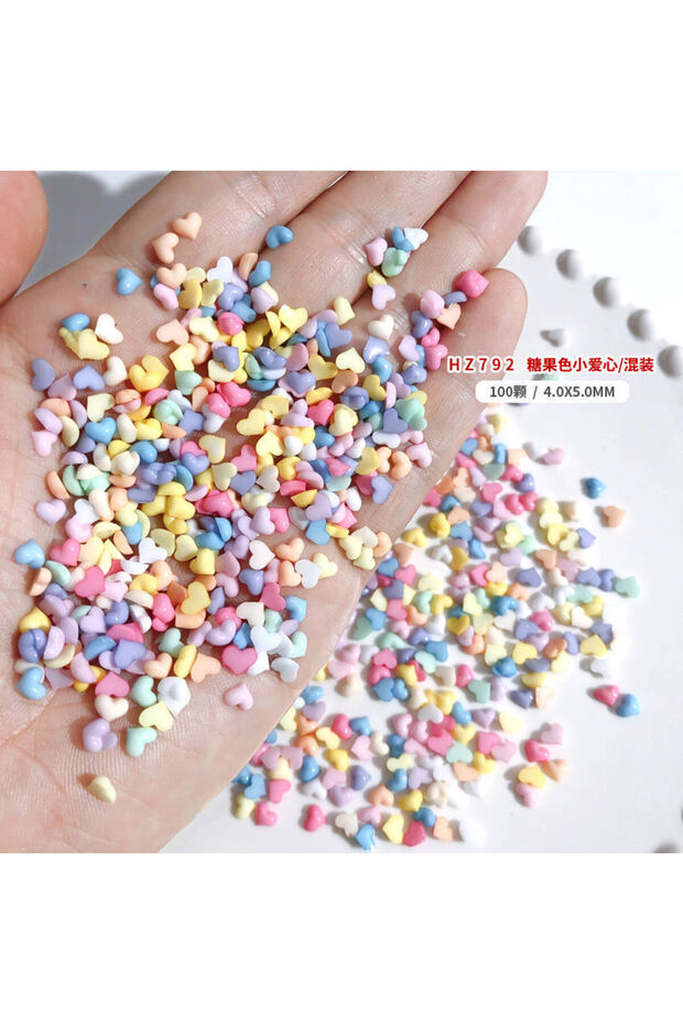 Mix 100Pcs Nail Art Mini Heart Charms 4x5mm Mix/White Resin Cute Rhinestones Heart Shaped Nail 3D De