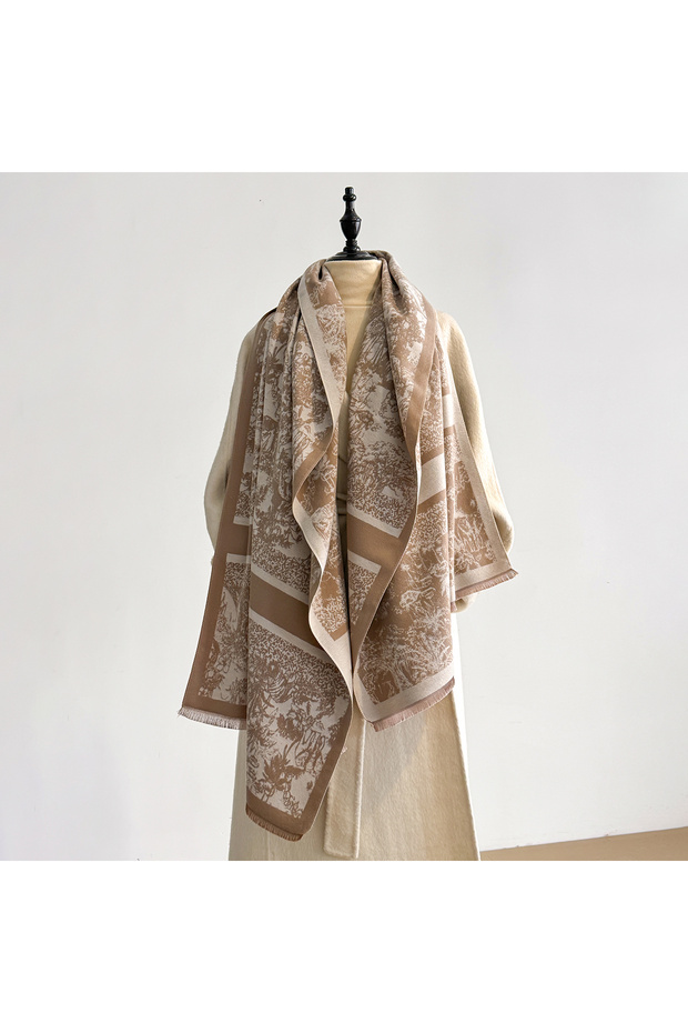 Khaki Luxury Winter Cashmere Scarf Women 2025 Design Warm Pashmina Blanket Poncho Scarves Female Sha