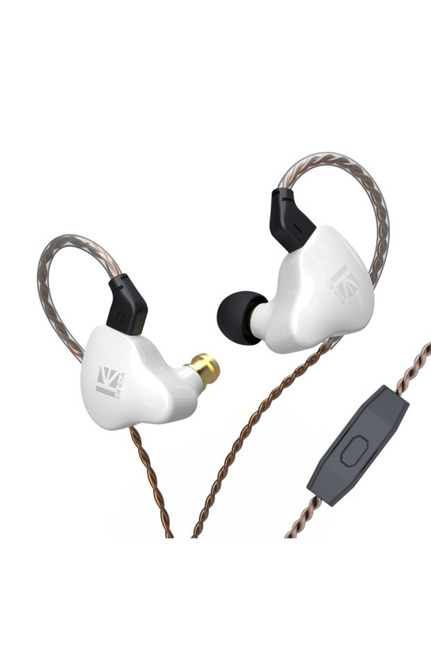 White with mic KBEAR KS1 HiFi Earphone 2Pin Cable in Ear Monitor Headphones for Singer Musicians Wir