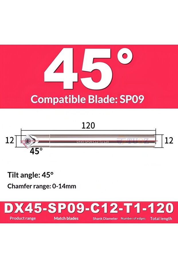 DX45-SP09-C12-1T أداة تثقيب وتشكيل الحواف المركزية لمركز التشغيل DX30 DX45، أداة تشكيل الأخاديد على شكل V