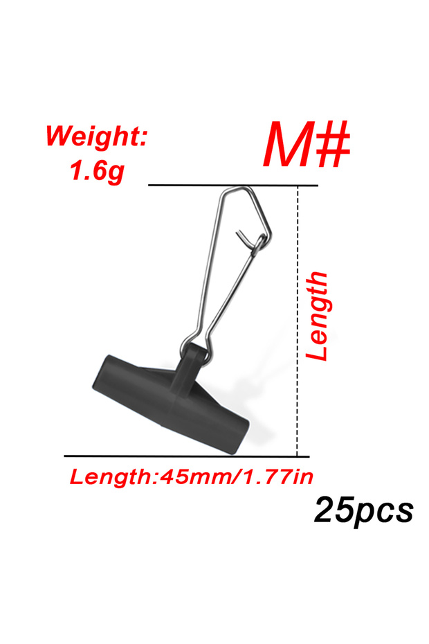 Black M FishTrip 25pcs Fishing Line Sinker Slides Heavy Duty Swivel Sinker with Duo Lock Hooked Snap