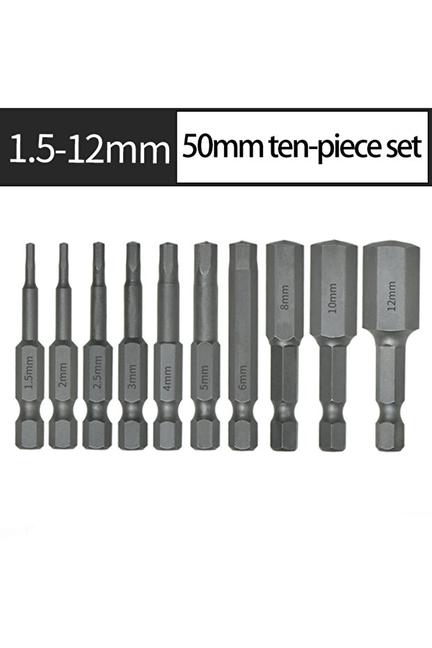 10pcs 8/10pcs Set 1/4Inch Hex Shank(1.5-12)X50mm Steel Inner Hexagon Head Drill Screwdriver Set with