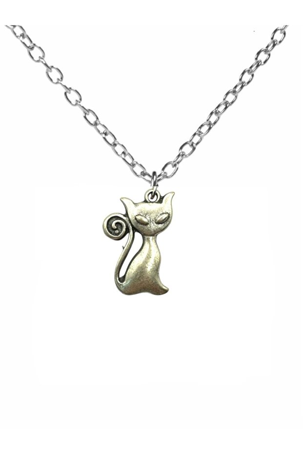 Elegant Cat Figured Metal Necklace – Symbol of Elegance and Love