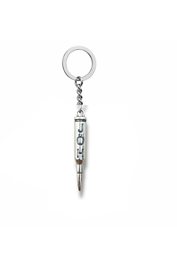 Jöh Written Bullet Figured Metal Keychain – Silver Color Unisex Tactical Accessory