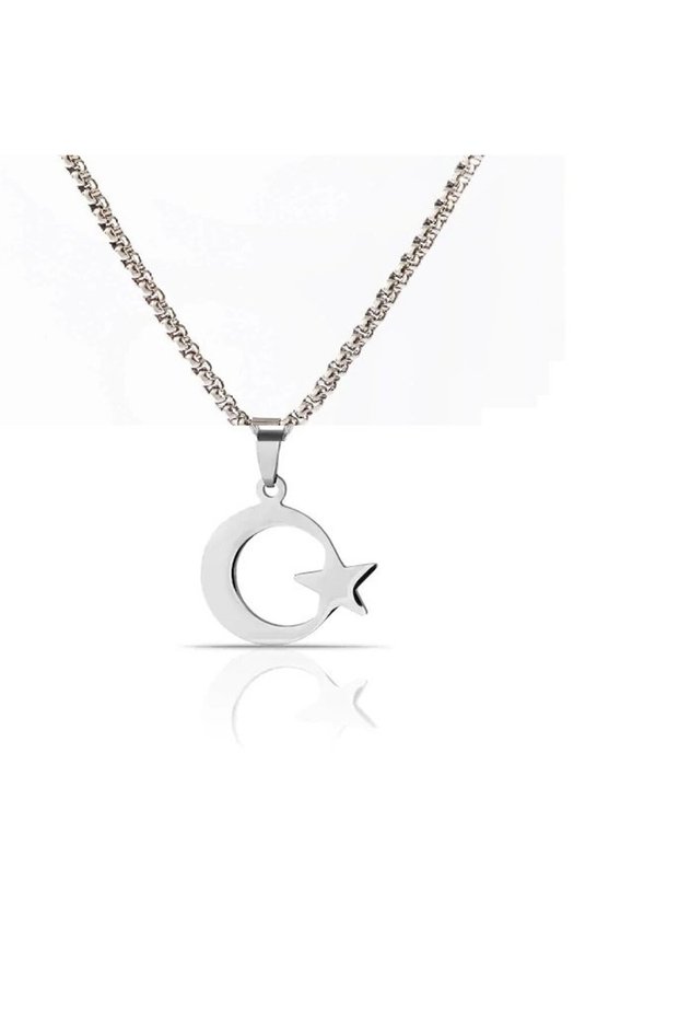 Men's Moon Star Steel Necklace -70 cm Chain