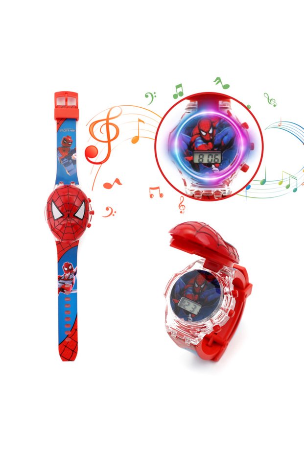 YY-ZZX New Flash Light Spider-Man Children's Watches for Boys Hero Captain Iron Man Kids Watch with