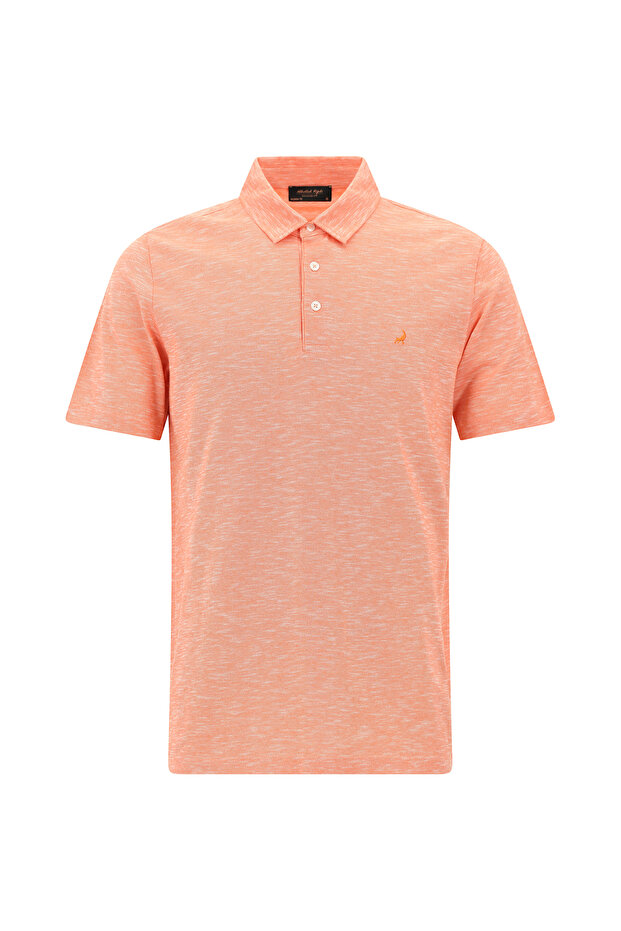 Regular Fit Patterned Embroidered Mercerized Cotton Polo Neck T-Shirt