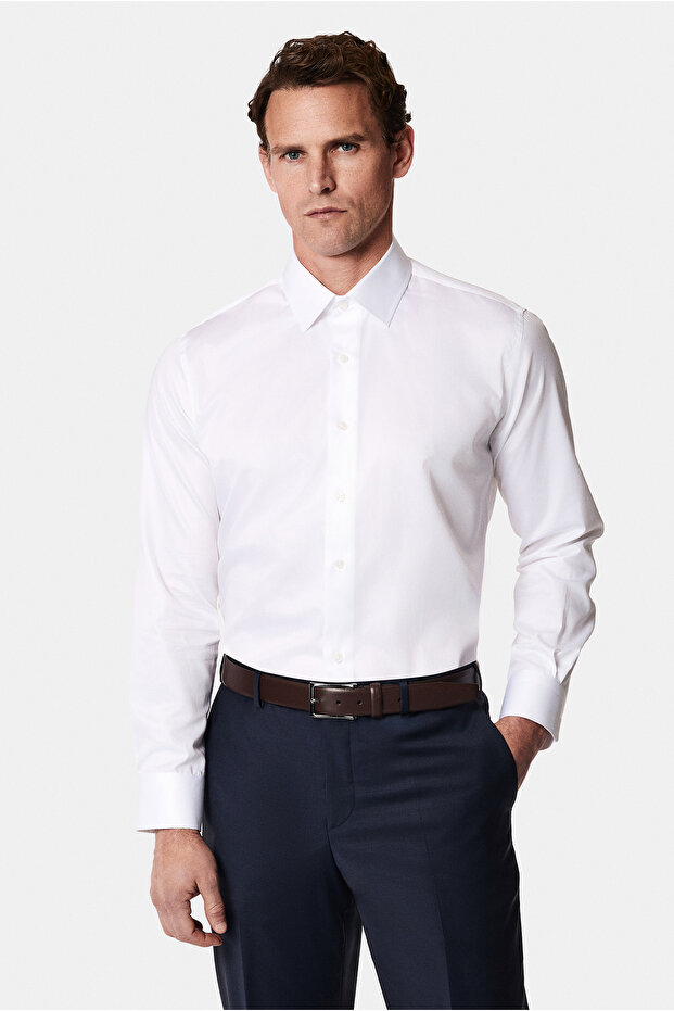 Long Sleeve Slim Fit Slim Fit Non Iron Classic Satin Cotton Shirt