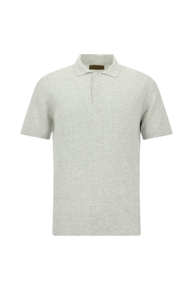Slim Fit Striped Cotton Linen Italian Knitted Polo T-Shirt