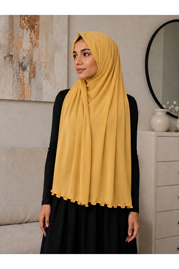 Premium Lycra Dark Yellow Color Lycra Sandy Jersey Shawl
