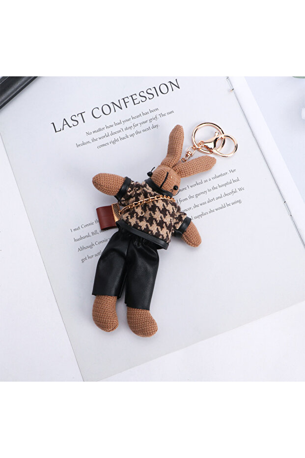 A Korean creative Lady Rabbit Keychain cute long foot rabbit exquisite doll car key chain bag Penda.
