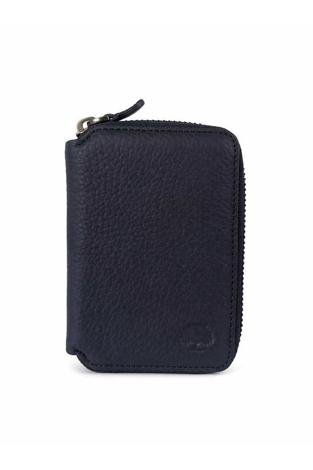 796 Wallet Unisex Matte Black Zippered Genuine Leather Wallet