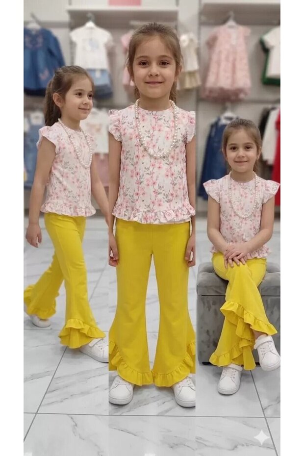 6-7-8 Years Old Full Lycra Children's Set with Necklace