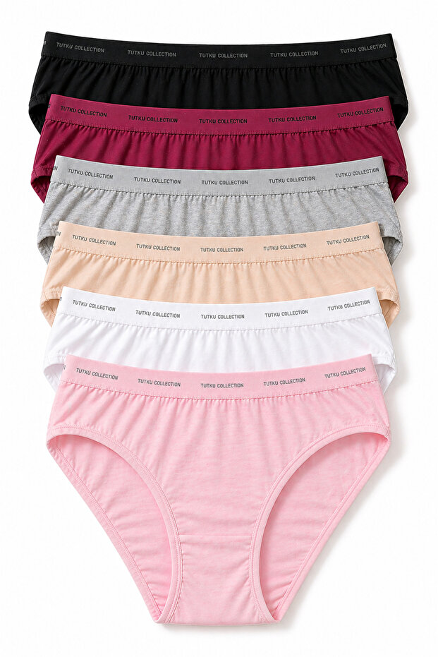 Women's 6-Piece Mixed Cotton Lycra Bikini Panties