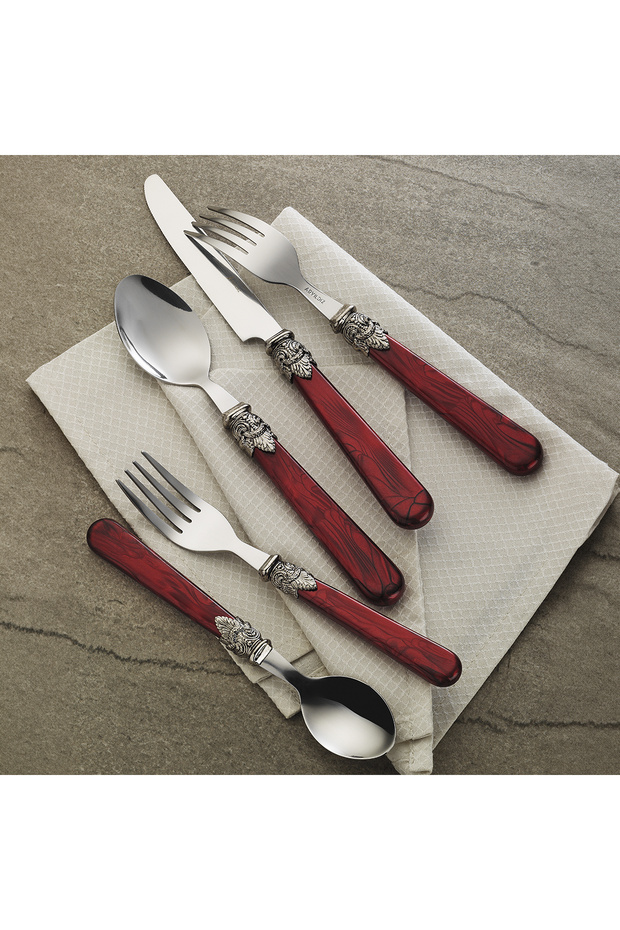 Positano 6-Person 30-Piece Cutlery Set Claret Red