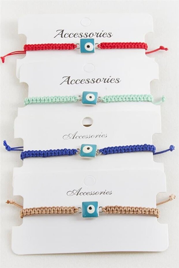 Square Evil Eye Macrame Braided Bracelet - Brown
