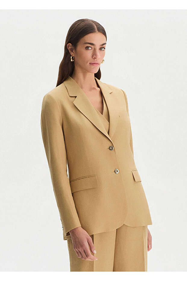 Beige Linen Blazer Jacket