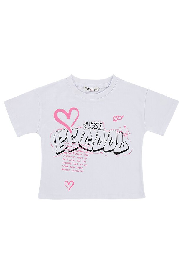 Just Be Cool Printed T-Shirt for Ages 2-5 - White