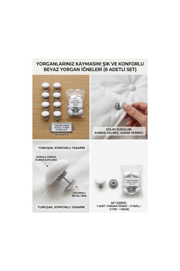 8-Piece Mushroom-Shaped Quilt Bed Sheet Fixing Needle Buttoned Fixer