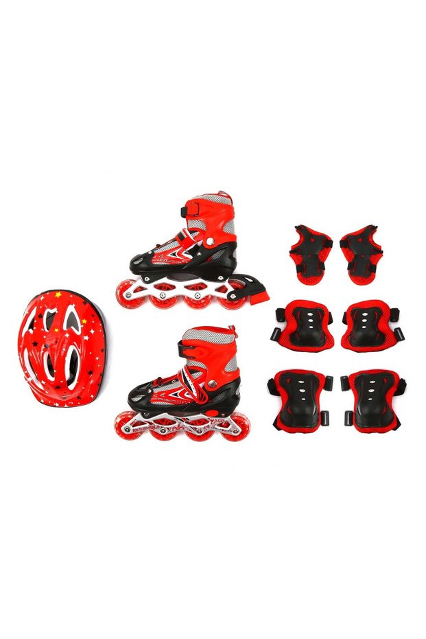 Inline Skate Shoe + Helmet+ Elbow + knee support Set HJ-F015 Kids Size 34-38