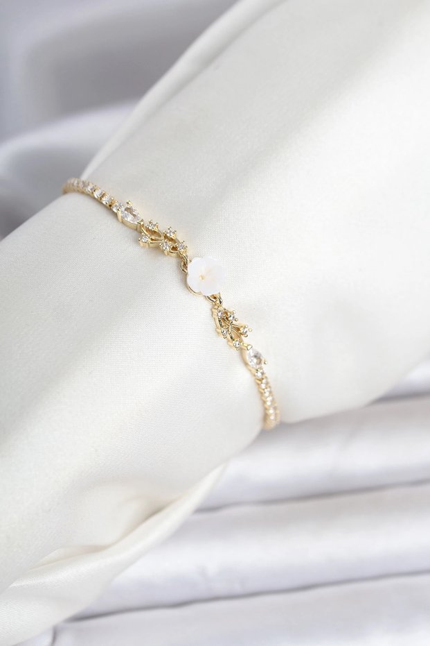Brass Gold Color Flower Model Waterway Women's Bracelet