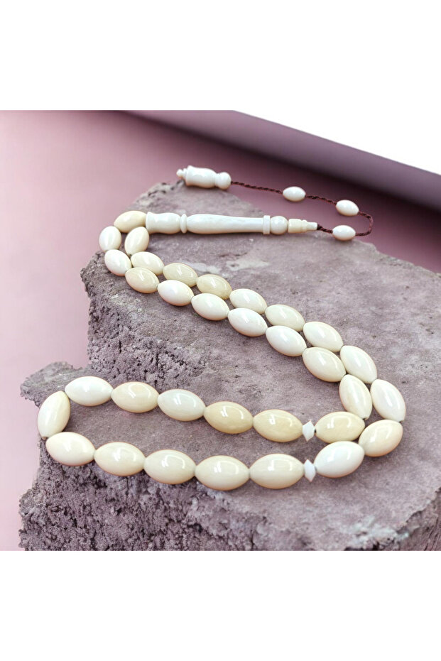 سبحة صلاة من عظم الجمل الطبيعي بتصميم كيسومي مع شراشيب