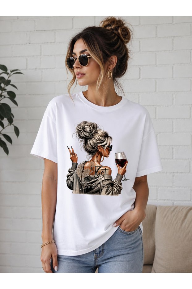 Just Breather Women's Printed Oversize T-Shirt