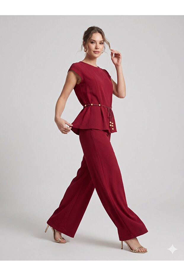 Elastic Waist Wide Leg Trousers 2436