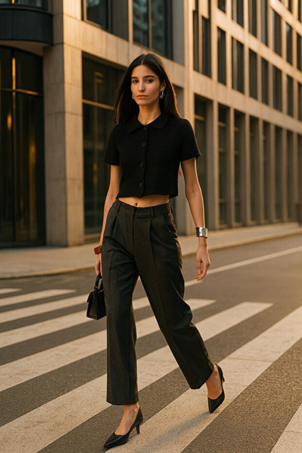 بلوزة بأزرار وياقة الطفل
