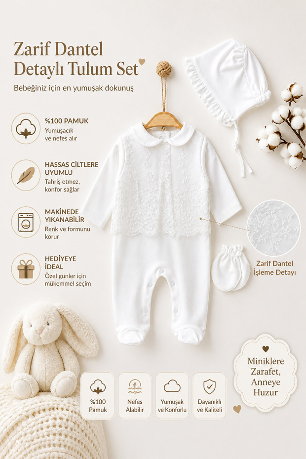 Baby Girl Luxury Romper Set with Lace Hat
