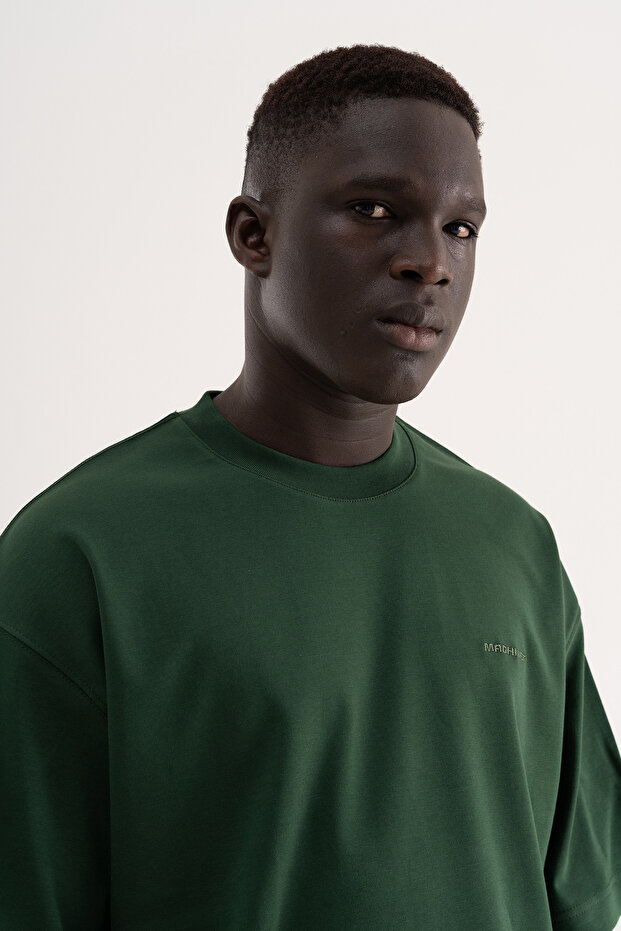 Tricou oversize Basic Interlock pentru bărbați, verde - 4
