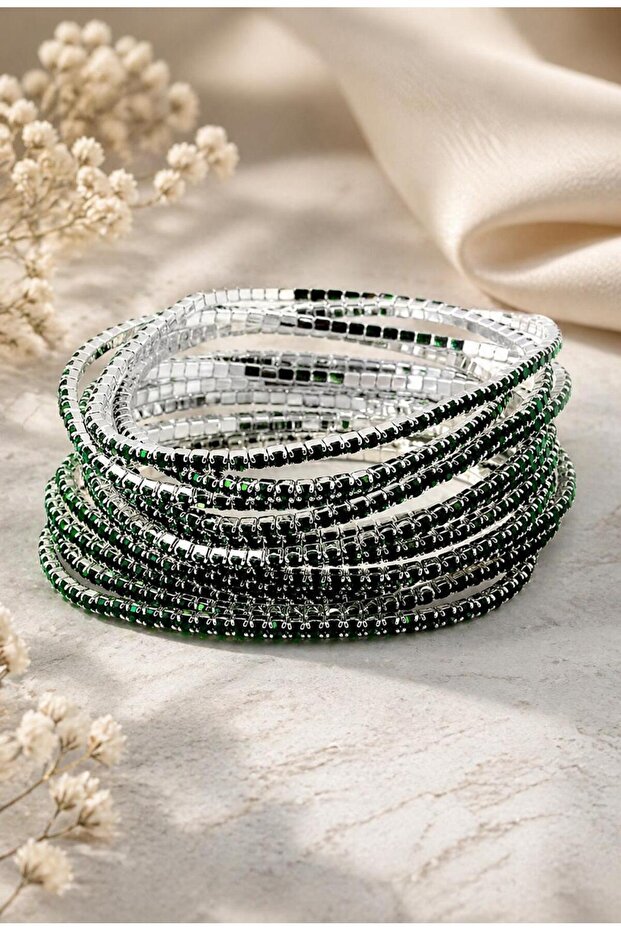 Zircon Stone Triple Waterway Rubber Bracelet