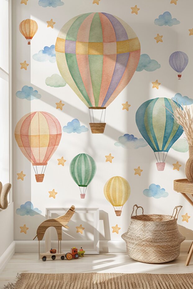 Pastel Balloon Wall Sticker Set L XL Size Children's Baby Room Cloud Star Wall Decoration