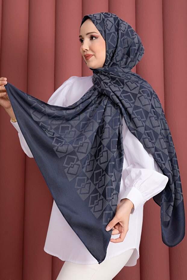 Premium Patterned Jacquard Shawl Series Indigo