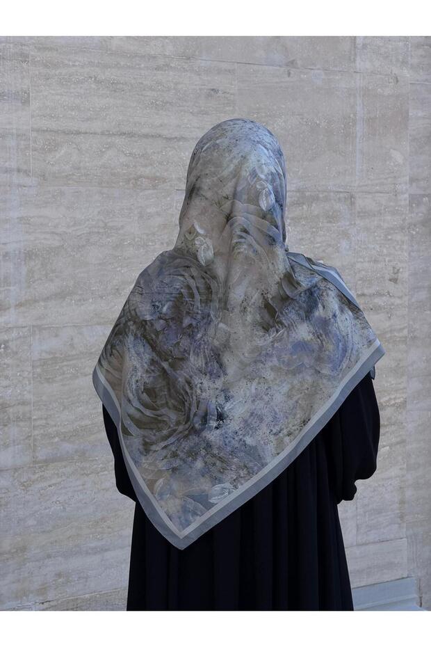 Cotton Soft Alâ Pattern Scarf-Silver - 1