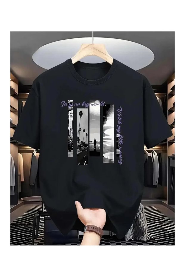 Keb 1. quality printed oversize t-shirt daily t-shirt trendy fashion and modern style style 100% organic cotton relaxed fit slit round neck