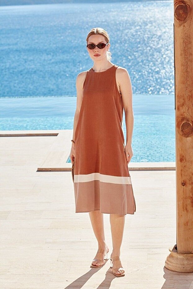 Sleeveless Midi Dress Cossybyaqua 26780-38 - Cinnamon