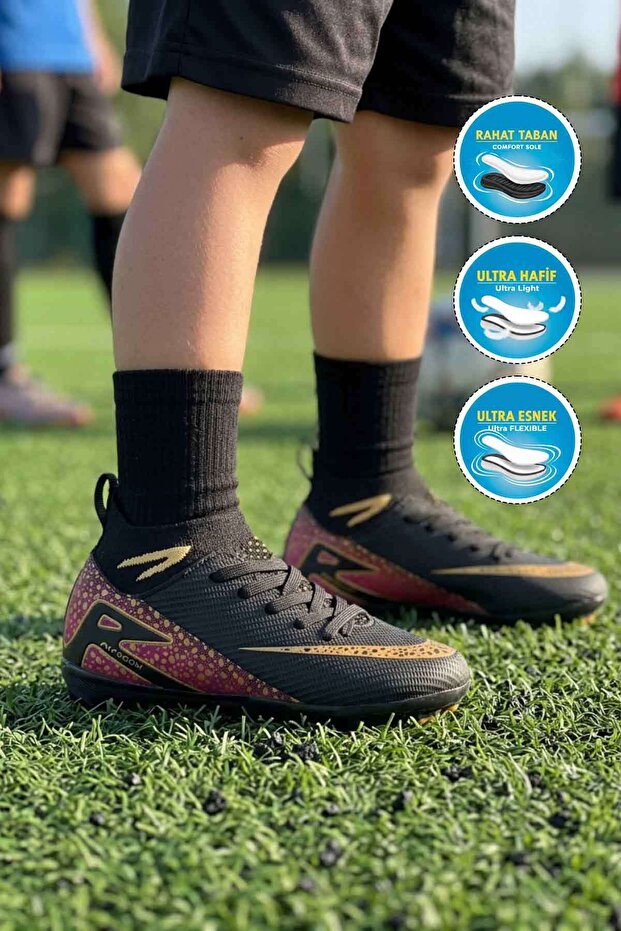 610 Superfly F-P Black Gold Boys' Football Boots