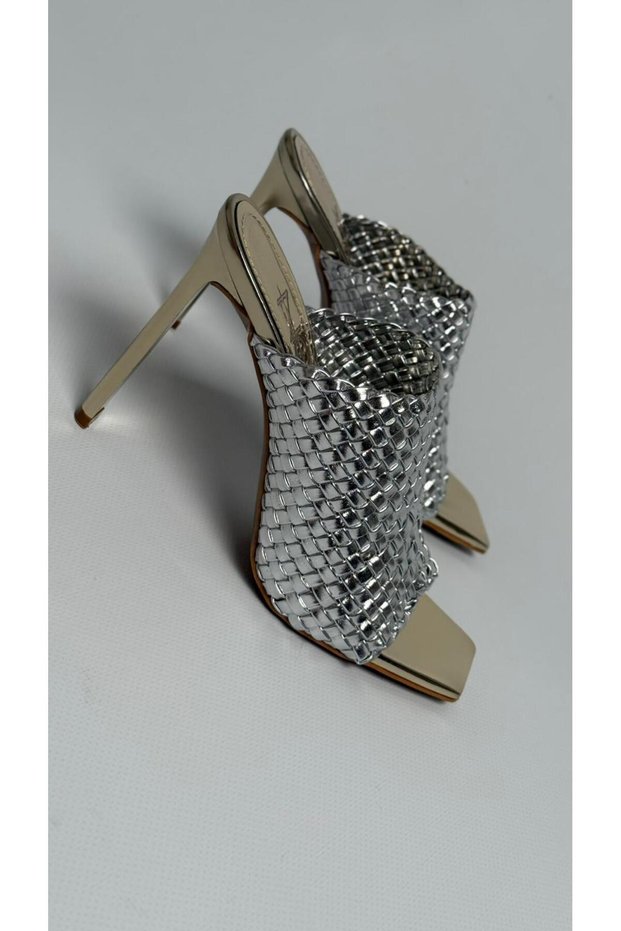 Moji̇z Knitted Heelled Slippers Silver