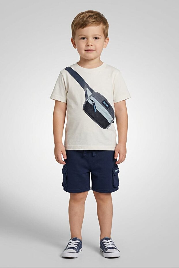 Toddlers Boy 2Pcs T-Shirt with Front Pocket And Shorts Set, Multicolor