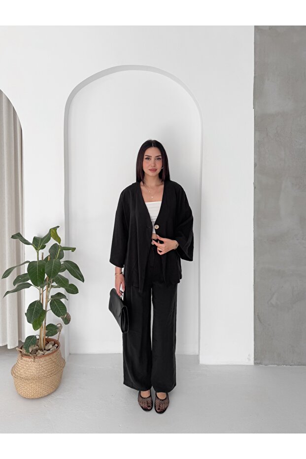 Women's Modal Fabric Bat Sleeve Kimono Double Set