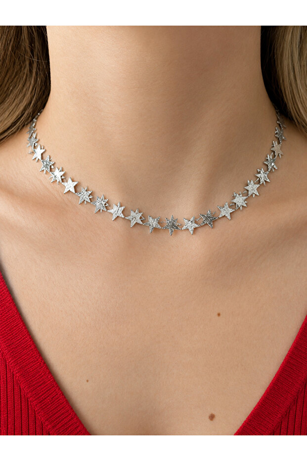 Yıldız model pullu kolye Silver