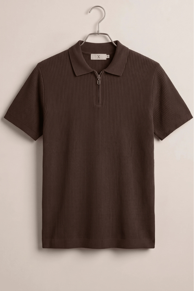 Men's Lycra Polo Collar T-Shirt Brown Cd180