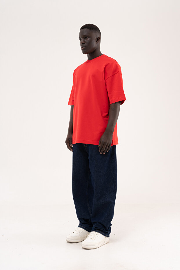 Men's Basic Oversize T-Shirt Red - 8