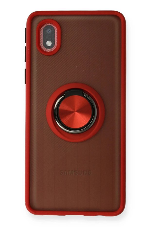 Ilkeshop New Galaxy A01 Core Case Montreal Silicone Cover with Ring (103308) - Red