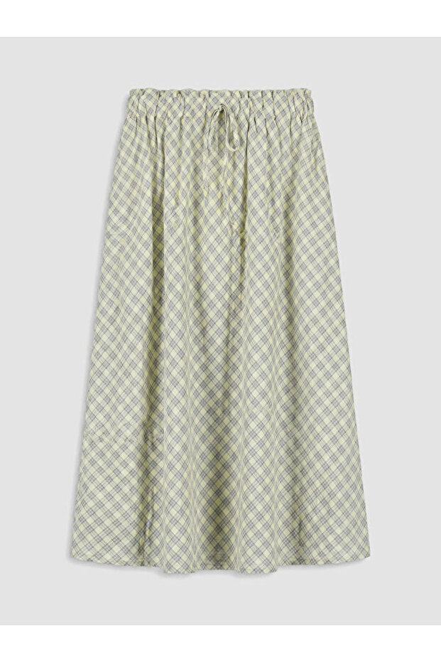 Plaid Skirt with Elastic Waist
